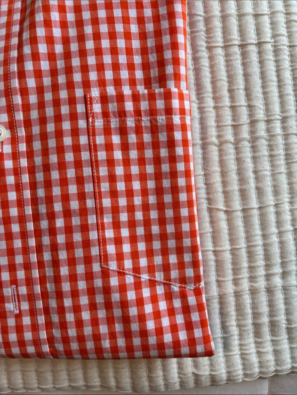 Banana Republic Orange and White Gingham Button-Down Shirt
